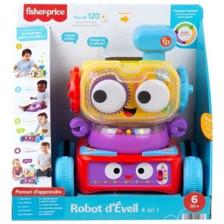 Fisher-Price - Jo le Robot 4 en 1 - Eveil 1er âge - Des 6 mois