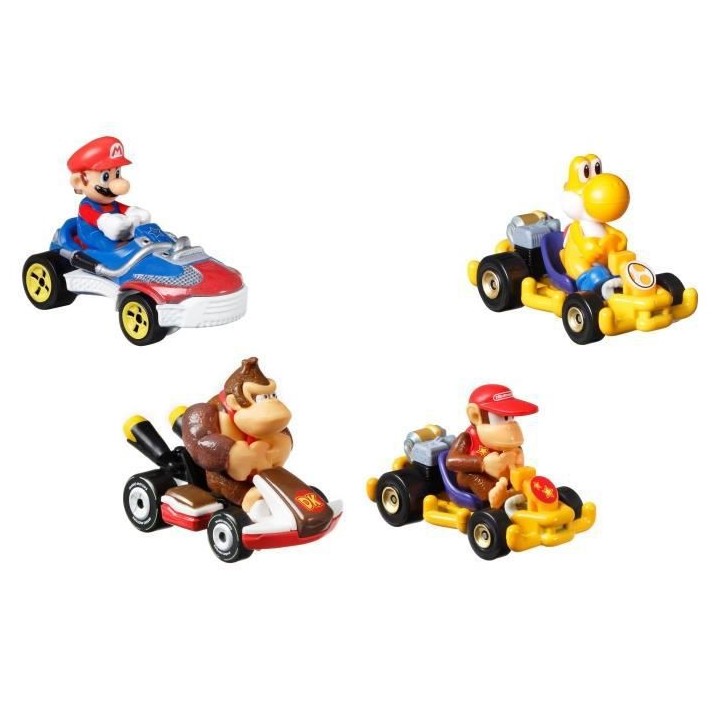 Hot Wheels - Mario Kart - Pack De 4 Vehicules Mario Kart - Mini-Véhic