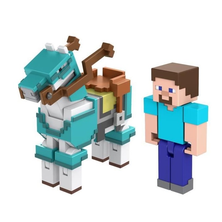 Minecraft - Steve Et Son Cheval En Diamant - Figurines D'Action