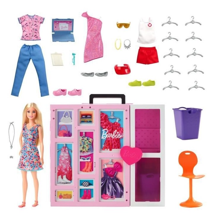 BARBIE - Barbie Et Son Mega Dressing - Poupée - 3 ans et +