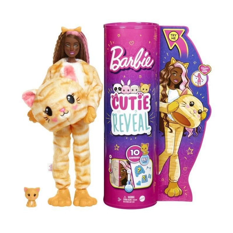 Barbie - Barbie Cutie Reveal Chaton - Poupée - 3 ans et +