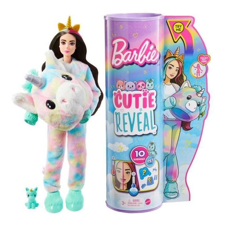 Barbie - Barbie Cutie Reveal - Licorne - Poupée - 3 ans et +
