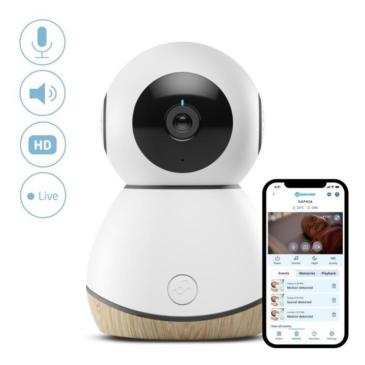 MAXI-COSI Ecoute bébé vidéo see connecté, camera HD 1080p, vision