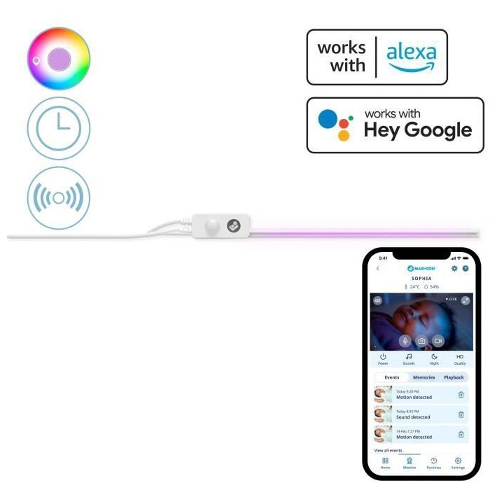 MAXI-COSI Veilleuse de lit connectée pour bébé glow, détecteur de