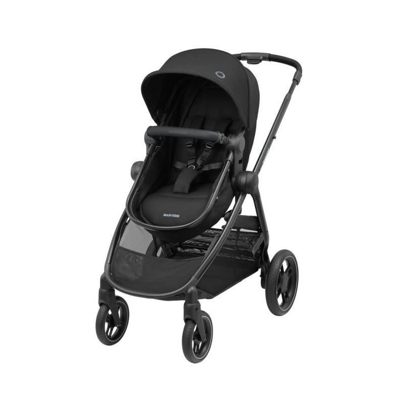 MAXI-COSI Poussette 2 en 1 Zelia 3, nacelle intégrée, 4 roues, Essential Black