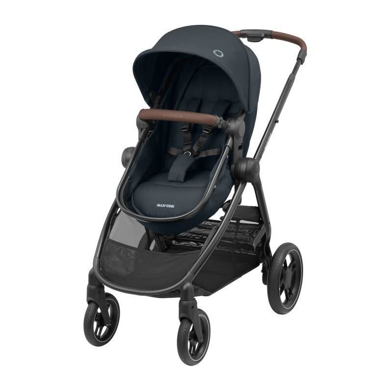 MAXI-COSI Poussette 2 en 1 Zelia 3, nacelle intégrée, 4 roues, Essential Graphite