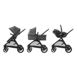 MAXI-COSI Poussette 3 en 1 Zelia S trio iSize 4 roues avec Cosi Cabriofix iSize et accessoires Dark Grey