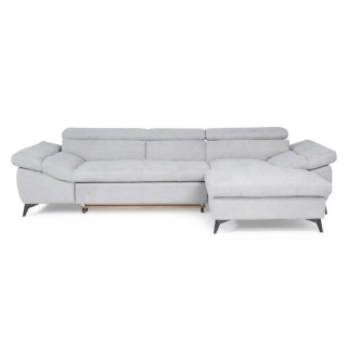 Canapé d'angle droit convertible 4 places MAX - Tissu gris - L 291 x