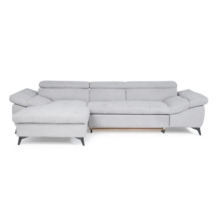 Canapé d'angle gauche convertible 4 places MAX - Tissu gris - L 291 x