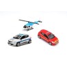 1/64 BBURAGO - Pack de 3 véhicules - Hélicoptere + Voiture Pompier + Voiture Police