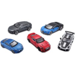 BBURAGO 1/43 Street Fire Pack de 5 véhicules Alpine / Nissan / Urus / Porsche / Chiron