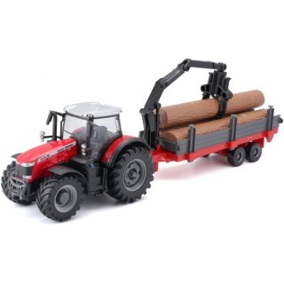 BBURAGO Tracteur Massey Fergusson + remorque a friction 1/43 COLLECTIO
