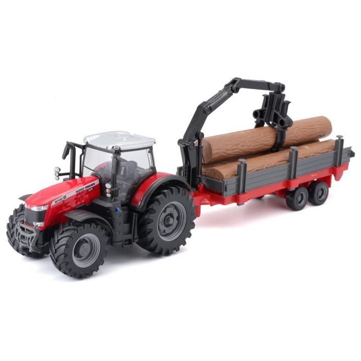 BBURAGO Tracteur Massey Fergusson + remorque a friction 1/43 COLLECTIO