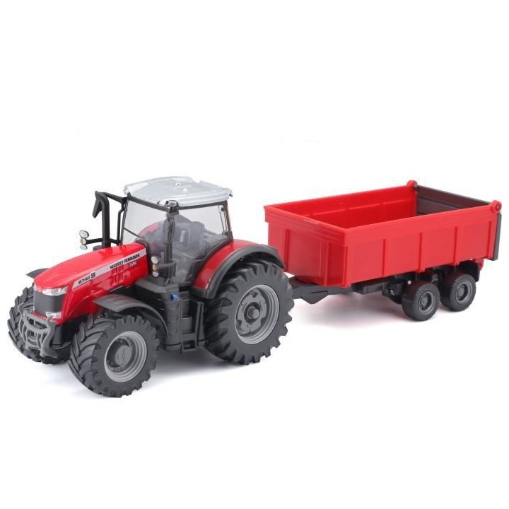 BBURAGO Tracteur Massey Fergusson + remorque a friction 1/43 COLLECTIO