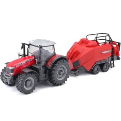 BBURAGO Tracteur Massey Fergusson + remorque a friction 1/43 COLLECTION FERME