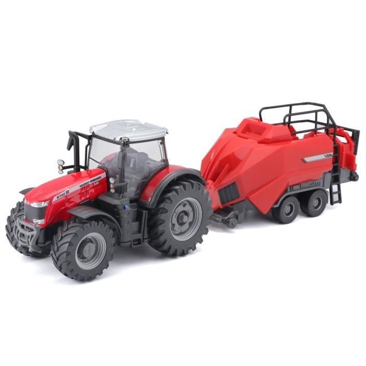 BBURAGO Tracteur Massey Fergusson + remorque a friction 1/43 COLLECTIO