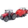 BBURAGO Tracteur Massey Fergusson + remorque a friction 1/43 COLLECTION FERME