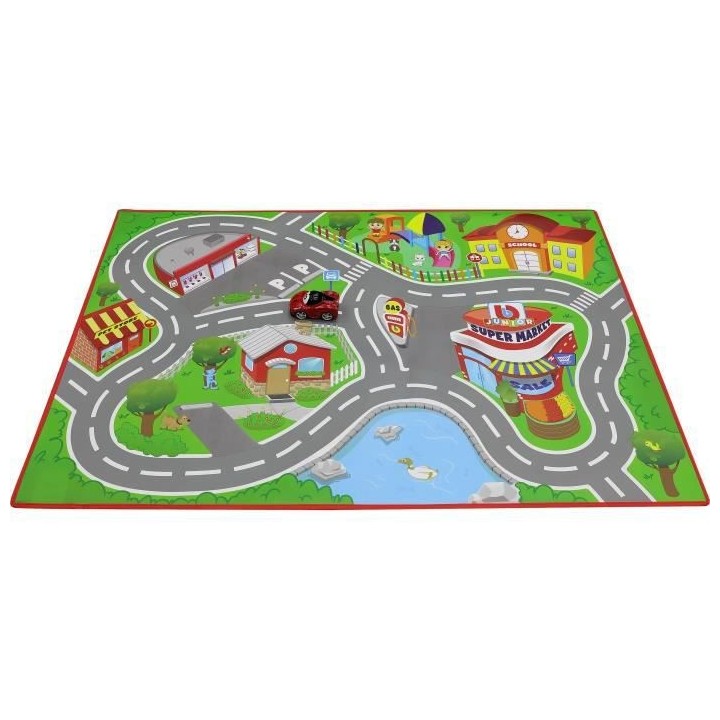 BBURAGO BB JUNIOR - Tapis de jeu + 1 véhicule Ferrari (tube)