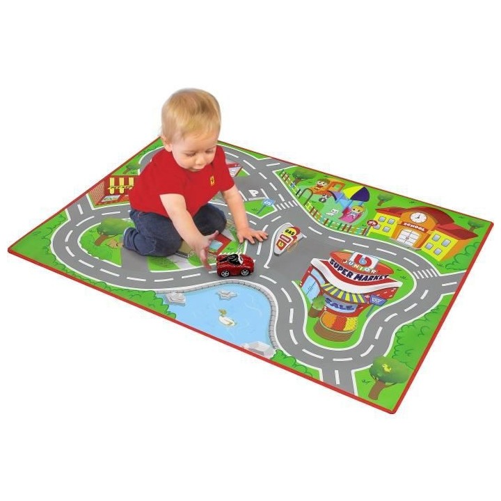 BBURAGO BB JUNIOR - Tapis de jeu + 1 véhicule Ferrari (tube)