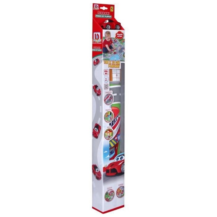 BBURAGO BB JUNIOR - Tapis de jeu + 1 véhicule Ferrari (tube)