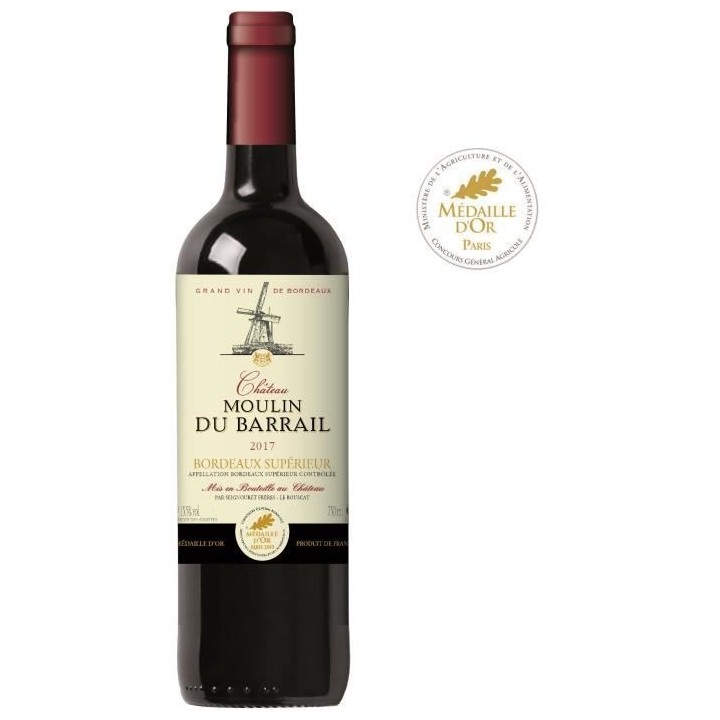 Château Moulin du Barrail 2017 Bordeaux Supérieur - Vin rouge de Bor