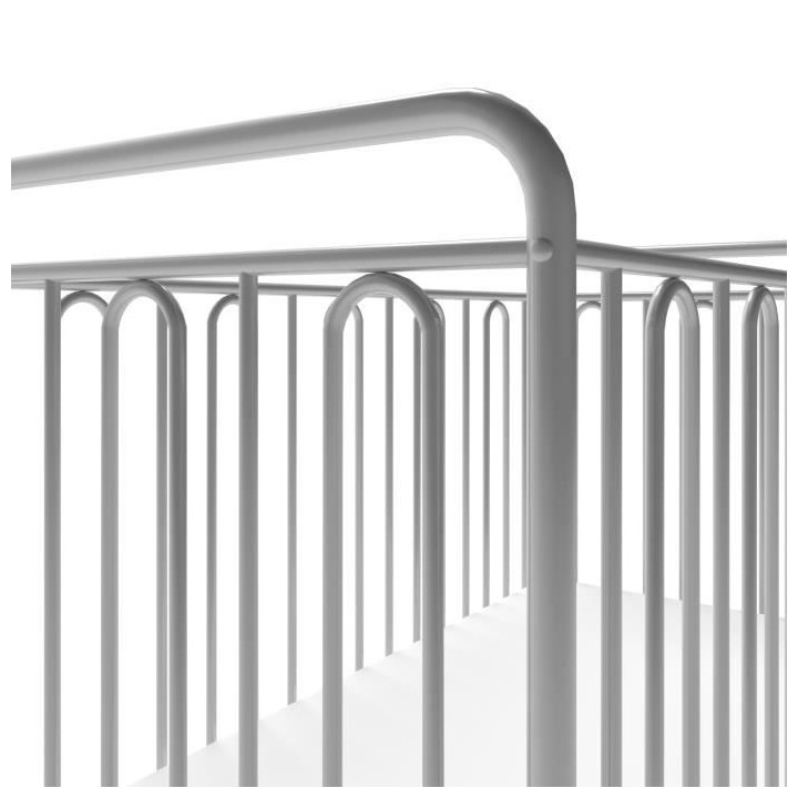 POLINI Lit Bébé Métal Gris- 120*60 SILVER