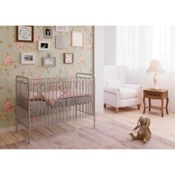 POLINI Lit Bébé Métal Gris- 120*60 SILVER