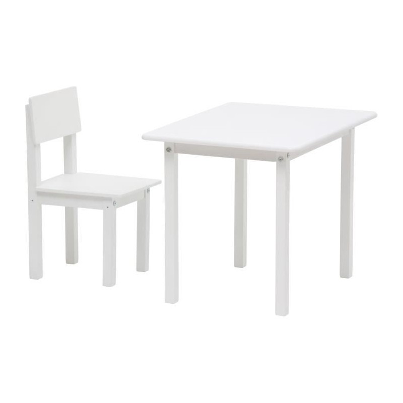 POLINI KIDS SET ENSEMBLE 1 TABLE + 1 CHAISE BLANC bois massif bouleau naturel laqué