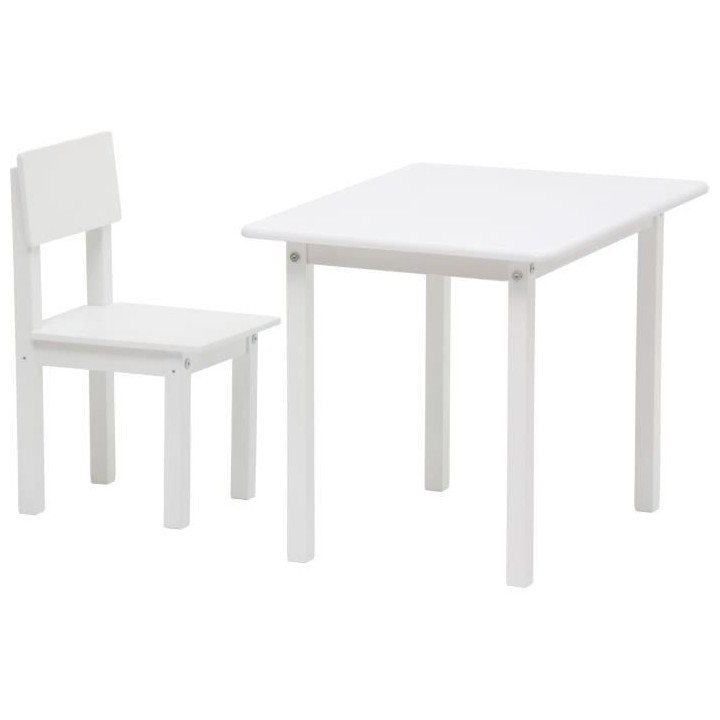 POLINI KIDS SET ENSEMBLE 1 TABLE + 1 CHAISE BLANC bois massif bouleau