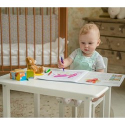 POLINI KIDS SET ENSEMBLE 1 TABLE + 1 CHAISE BLANC bois massif bouleau naturel laqué