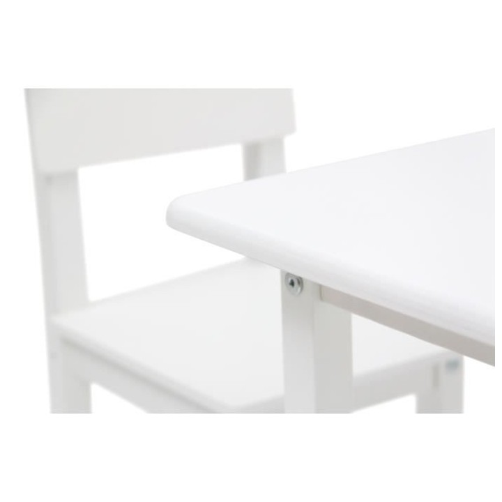 POLINI KIDS SET ENSEMBLE 1 TABLE + 1 CHAISE BLANC bois massif bouleau