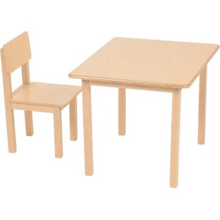 POLINI KIDS SET ENSEMBLE 1 TABLE + 1 CHAISE NATUREL bois massif boulea