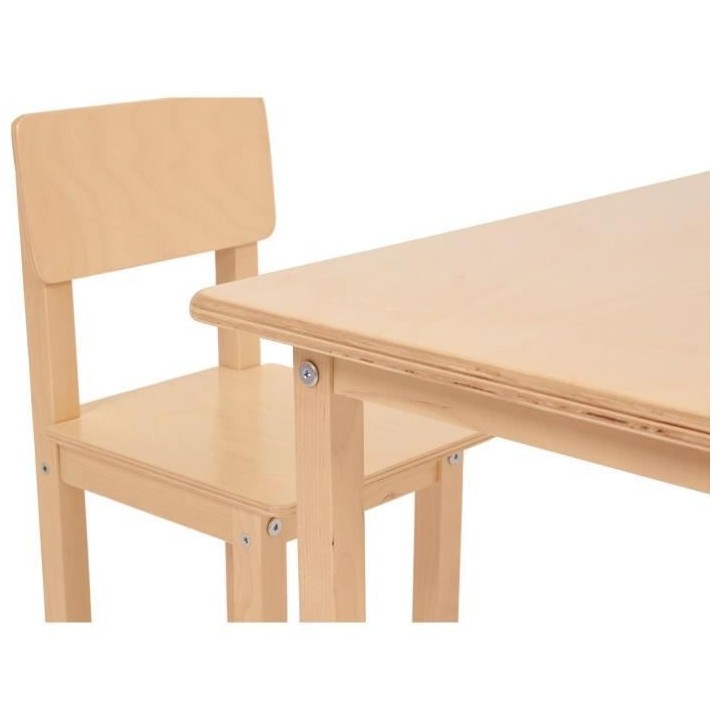 POLINI KIDS SET ENSEMBLE 1 TABLE + 1 CHAISE NATUREL bois massif boulea