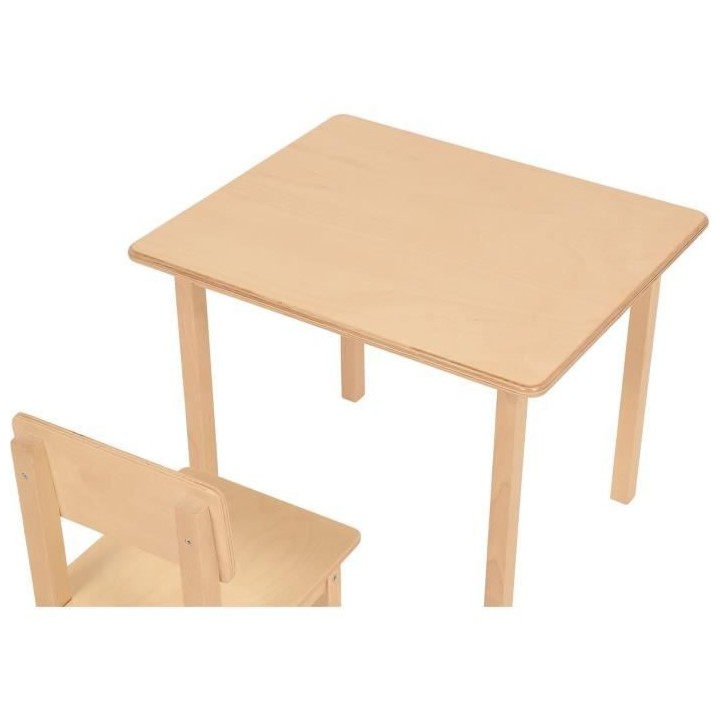 POLINI KIDS SET ENSEMBLE 1 TABLE + 1 CHAISE NATUREL bois massif boulea