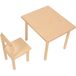 POLINI KIDS SET ENSEMBLE 1 TABLE + 1 CHAISE NATUREL bois massif bouleau vernis naturel