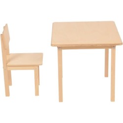 POLINI KIDS SET ENSEMBLE 1 TABLE + 1 CHAISE NATUREL bois massif bouleau vernis naturel