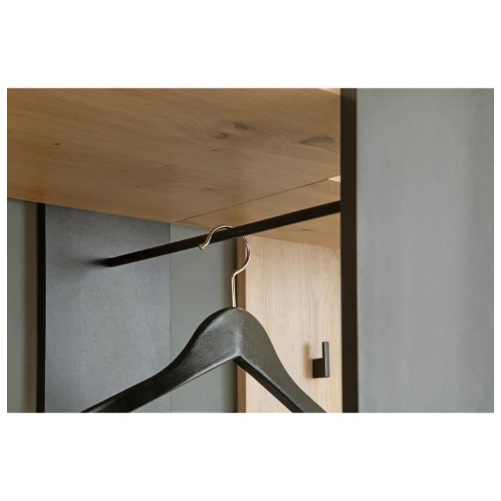 Vestiaire avec miroir + banc simili + 1 abattant - Décor chene et noi