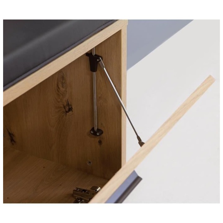 Vestiaire avec miroir + banc simili + 1 abattant - Décor chene et noi