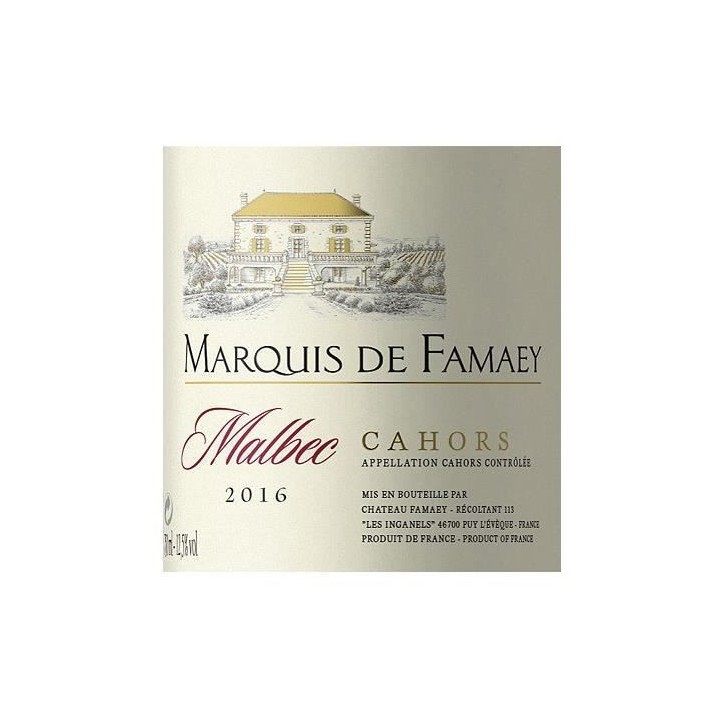 Château Famaey 2016 Cahors - Vin rouge du Sud-Ouest