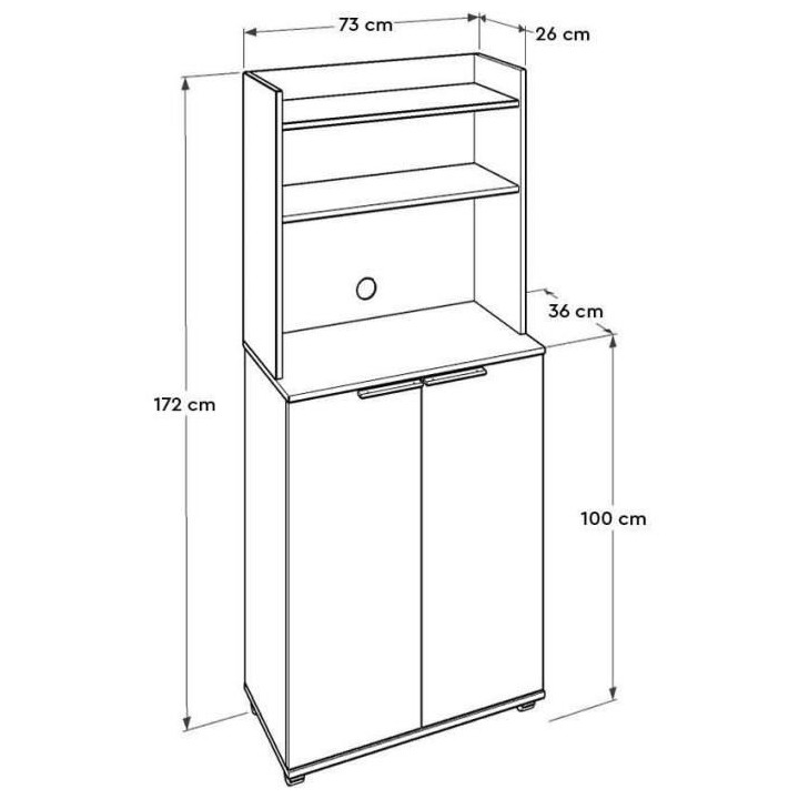Buffet Cuisine - mobile - 2 portes et étageres ajustables - décor bl