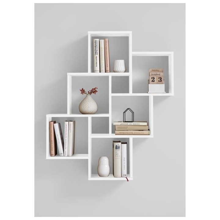 FMD Étagere murale avec 8 compartiments - Blanc