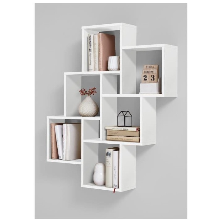 FMD Étagere murale avec 8 compartiments - Blanc
