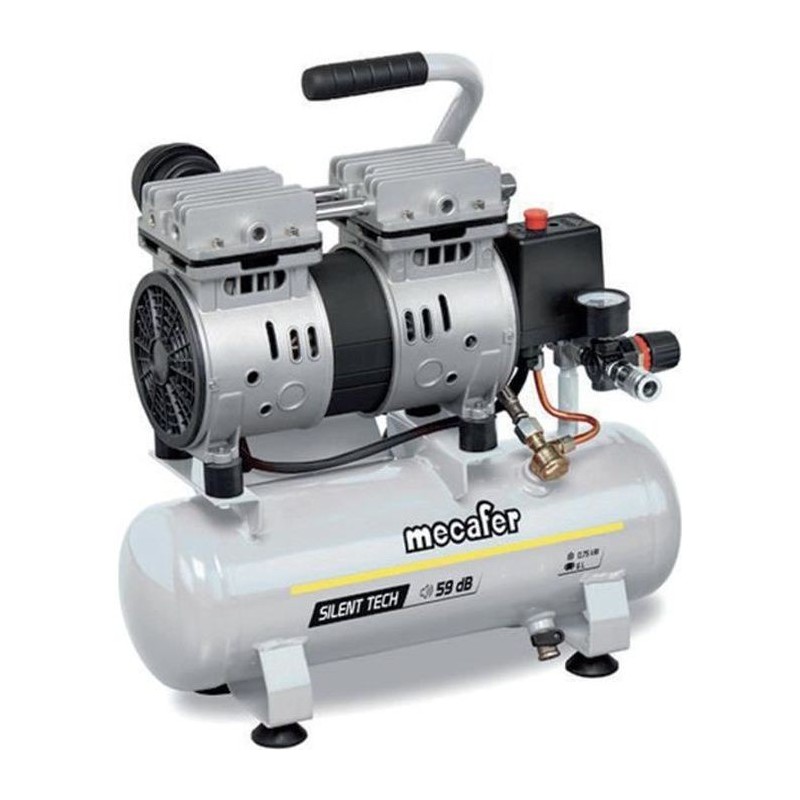 MECAFER Compresseur silencieux - 425513 - 6L - 0,5HP - Gris