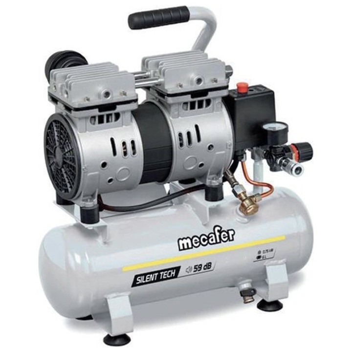 MECAFER Compresseur silencieux - 425513 - 6L - 0,5HP - Gris
