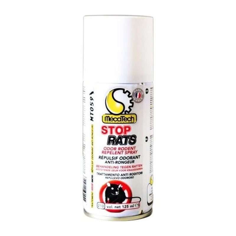 Bombe de répulsif anti-rongeur stop rats MécaTech MT059 125ml pour auto moto