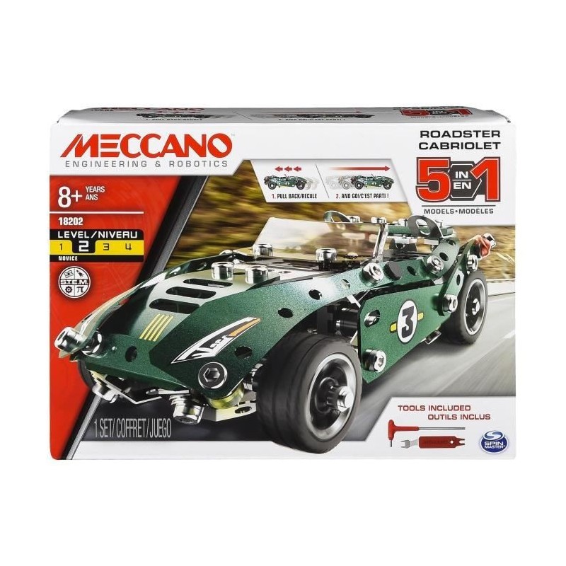 MECCANO - Le Cabriolet 5 en 1 - Rétro friction - Jeu de construction