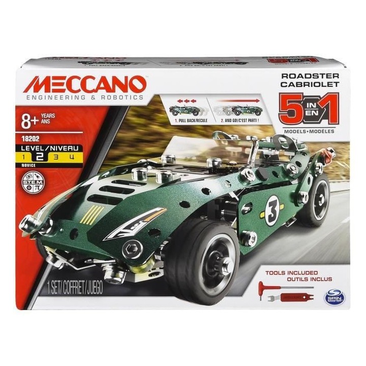 MECCANO - Le Cabriolet 5 en 1 - Rétro friction - Jeu de construction