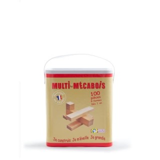 MECABOIS - Baril de 100 pieces - Jeux de constructions planchettes en