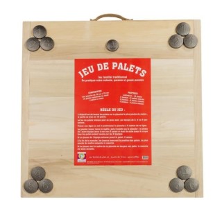 MECABOIS Jeu de Palet Complet - 12 plates a lancer et planche en bois