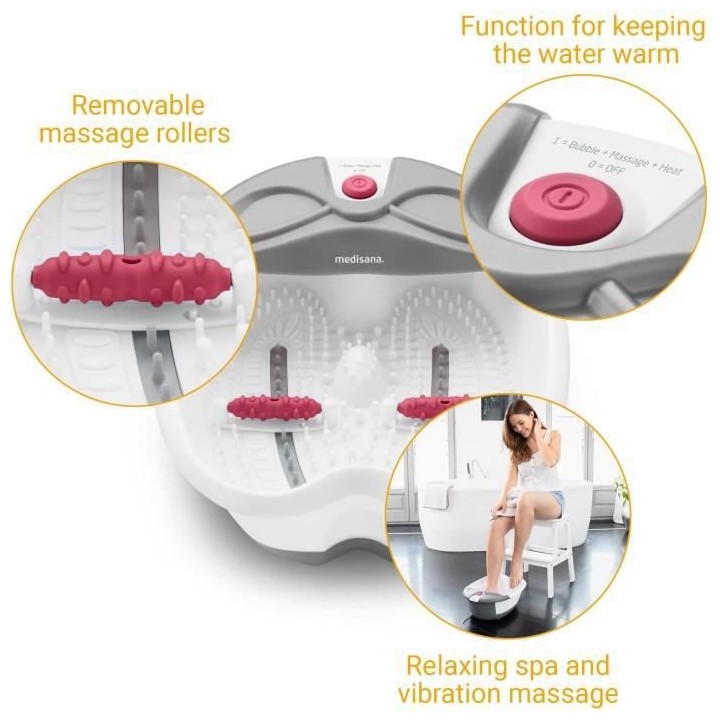 MEDISANA - FS 300 - Bain pour pieds - Blanc - Massage spa et vibration